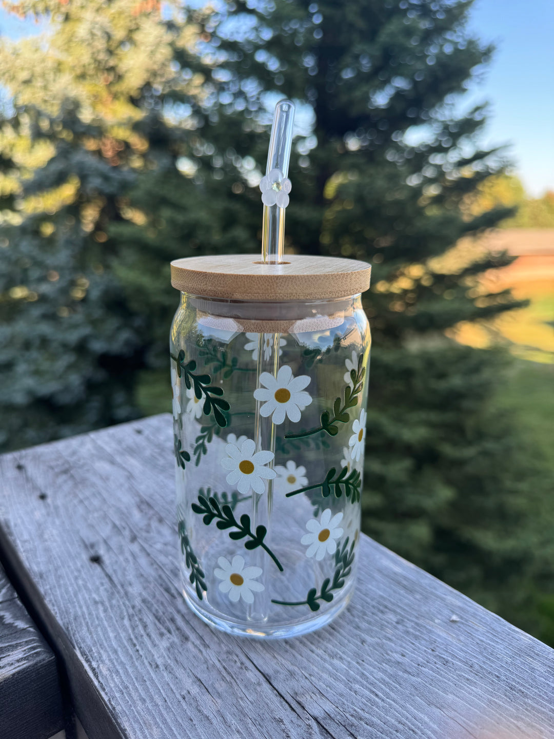 Daisies Glass Cup